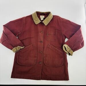 VTG LL Bean Women's Barn Field Jacket Petite Size Medium Red Canvas Chore Coat